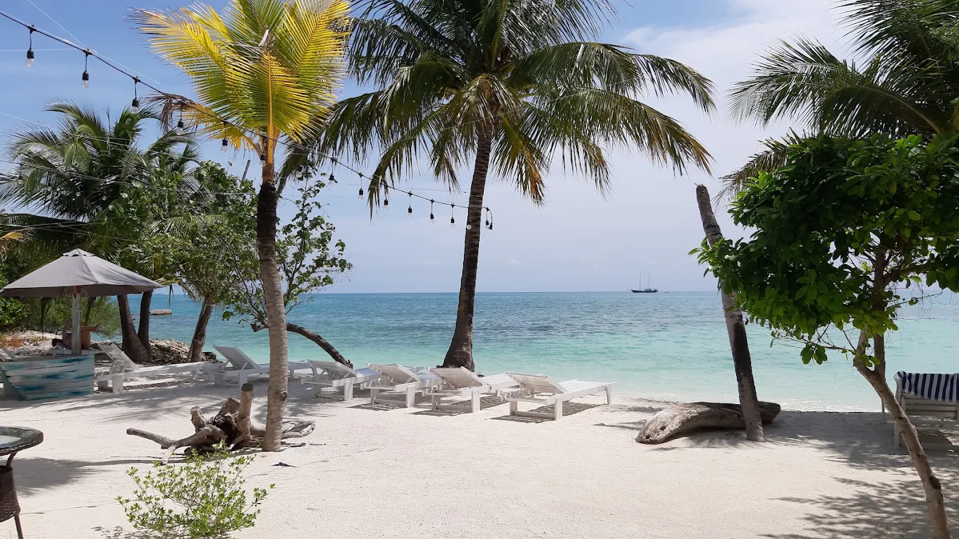Clear blue water and island views from the Dhiffushi Island adventure